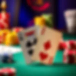 Two playing cards showing a pair of Jacks on a poker table with chips and cards in the background