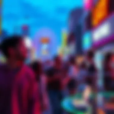 A vibrant scene showcasing the Points Lay trend with people engaging and enjoying the moment