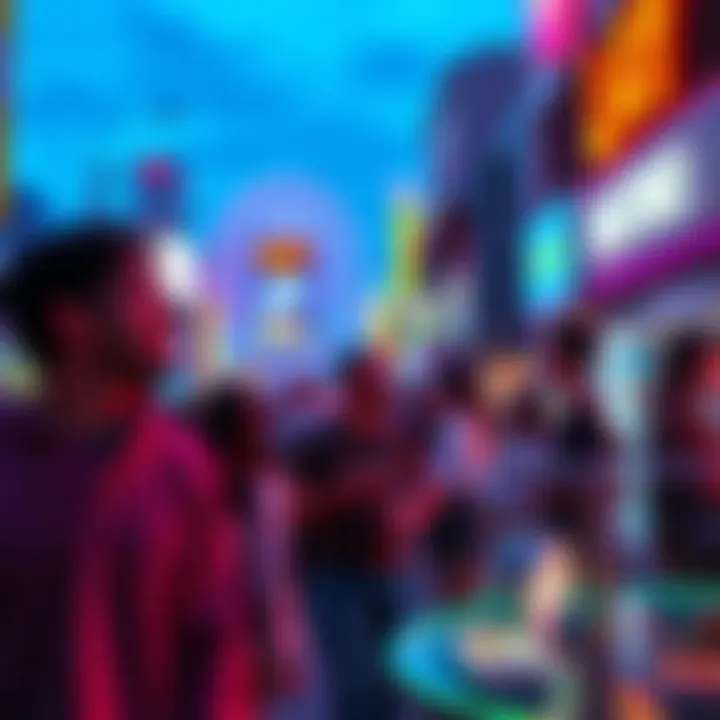 A vibrant scene showcasing the Points Lay trend with people engaging and enjoying the moment