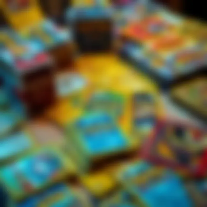 Pokรฉmon cards spread out on a table A variety of Pokรฉmon cards displayed on a table with some packs still sealed, illustrating the card collecting phenomenon among kids.