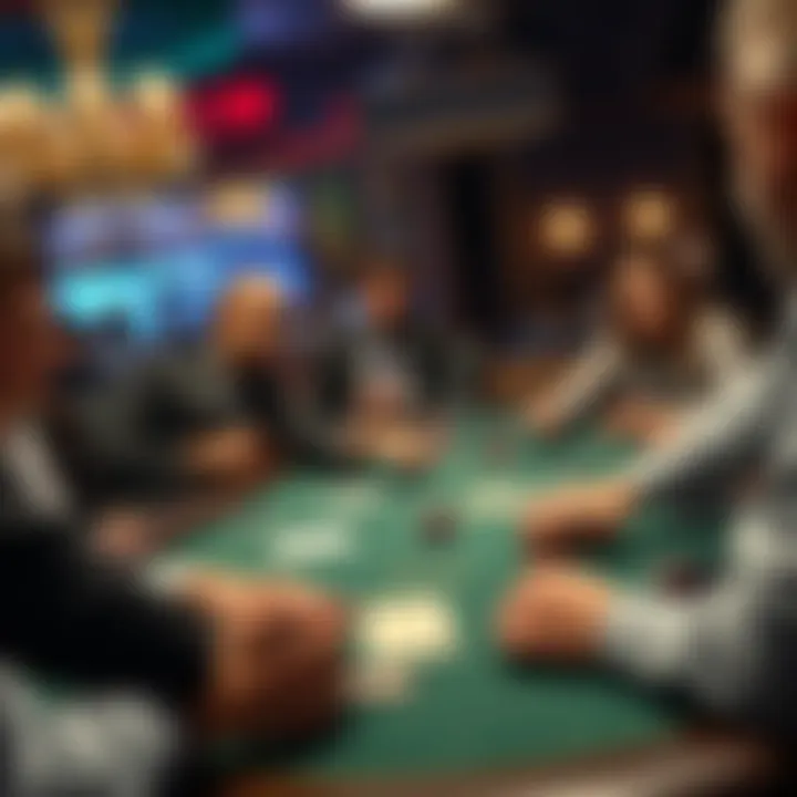 Poker dealer at the table A poker dealer managing a game with players at the table, showcasing cards and chips