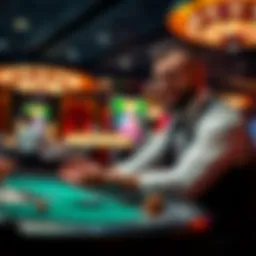 A poker dealer at a casino table smiling while receiving a tip from a player
