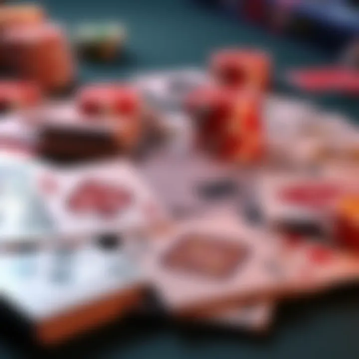 Poker Decklist Analysis A collection of poker cards with highlighted strategies and player insights on a table.