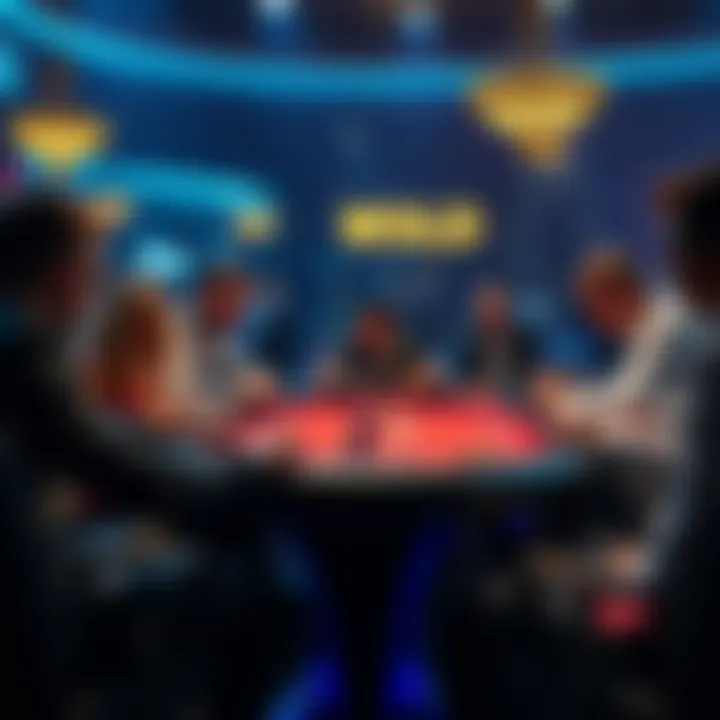 A poker table with players engaged in a high-stakes game at Club WPTGold, highlighting intense bluffing and strategic changes.
