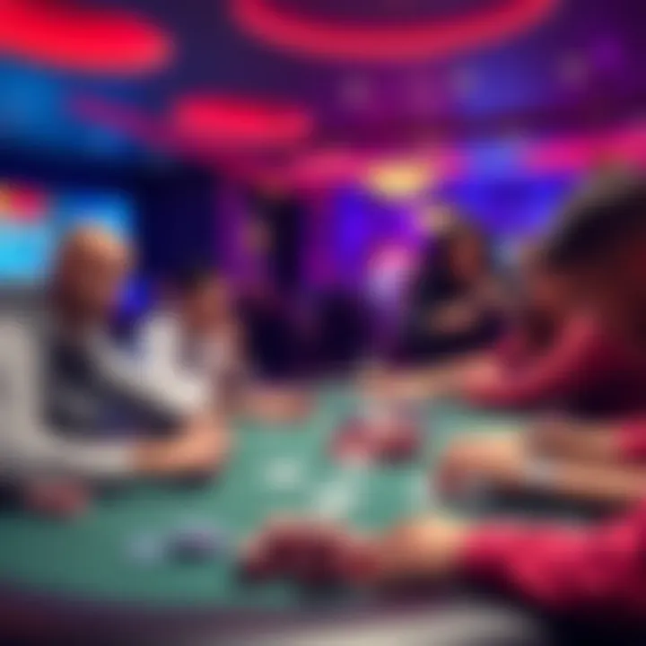 Players engaged in a poker game at SoCA Casino, comparing 2/3 and 5/5 blind game options