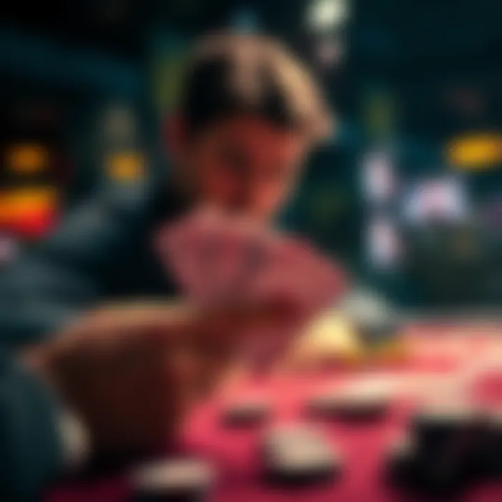 A player analyzing a poker hand with QQ cards in hand, focused on decision-making at the table with chips and cards visible.