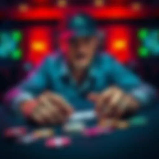 A poker player contemplating a tough decision with cards and chips on the table