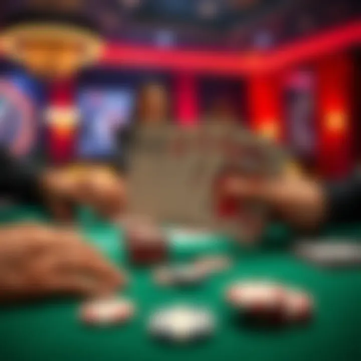 Poker Hand with Pocket Aces A player excitedly reveals pocket aces while the dealer lays down a full house on the table