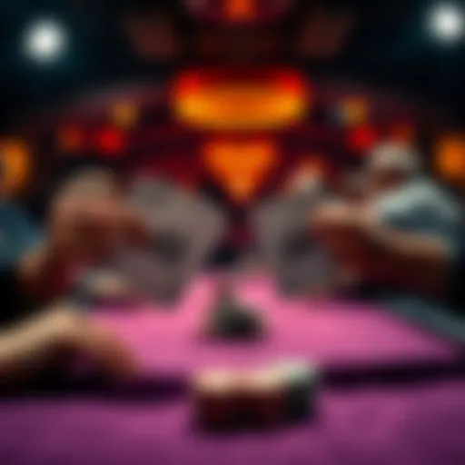 Two players reveal their cards in a poker game, one holding AK suited and the other AK offsuit, as excitement builds around the table.
