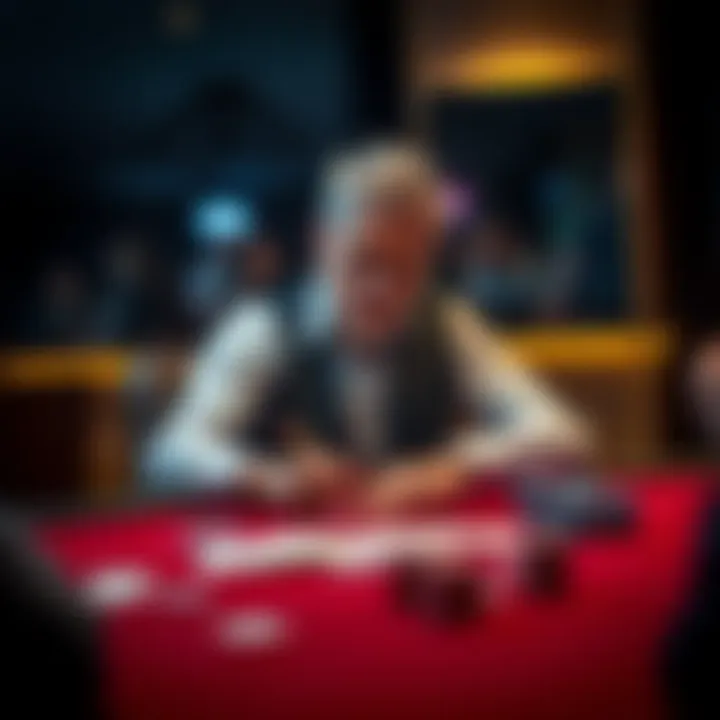 Poker Player at a Table A seasoned poker player sitting at a table, reflecting on his two-decade journey in the game, with cards and chips spread out before him.