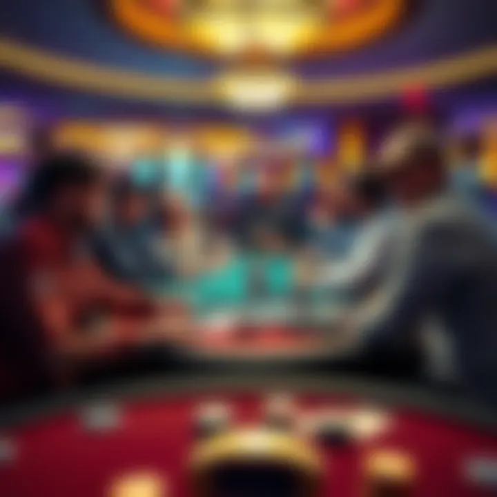Poker players in action at Borgata A group of poker players sitting around a table at Borgata Poker Room, engaged in a game with chips and cards spread out