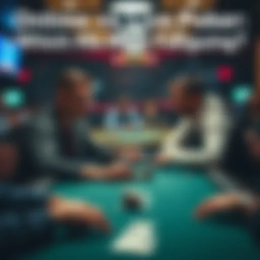 Two poker players sitting at a live poker table with cards and chips, focusing intently on their game