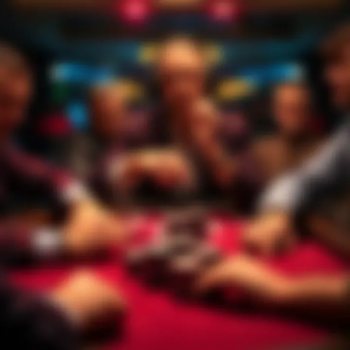 Poker player making an all-in bluff A confident poker player pushes all their chips to the center of the table, signaling an all-in bluff during a tense game with opponents watching intently.
