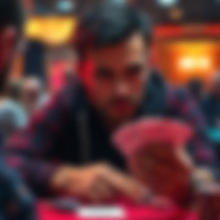 A focused poker player considers an all-in call with KQo during a tense moment in a turbo event