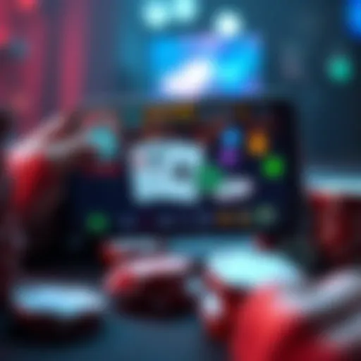 A smartphone displaying a poker app interface with playing cards and gaming elements visible