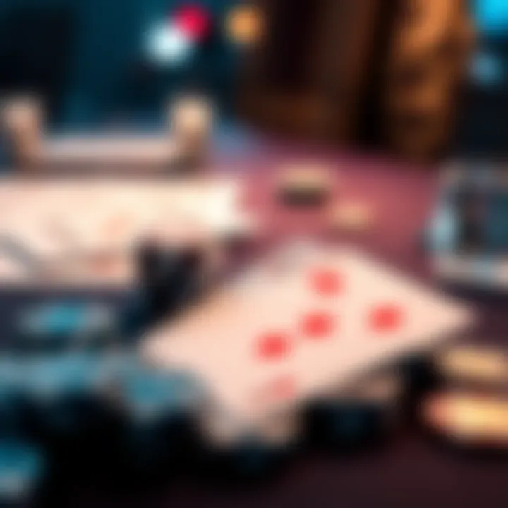 A close-up of poker cards and chips set on a table, symbolizing the connection between poker and life's challenges.