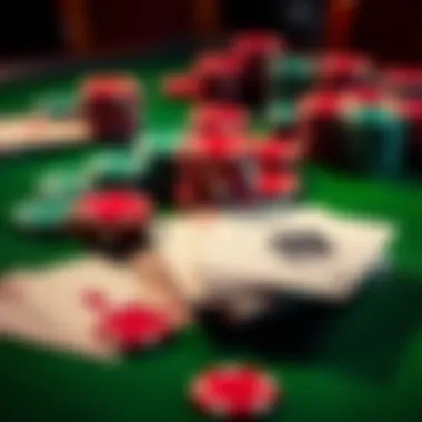 A close-up of poker cards and chips on a green felt table, symbolizing live cash games and gambling income.
