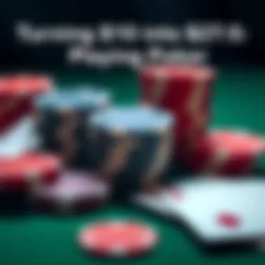 Poker Chips and Cards A close-up of poker chips and playing cards showcasing a winning hand in a game of online poker.