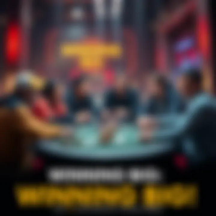 Poker players collaborating at a table Eight friends gathered around a poker table strategizing for high hands