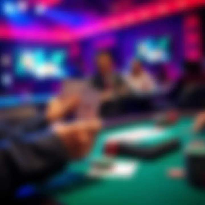 A poker dealer reveals two sets of community cards on a table during a televised game, highlighting the unique gameplay feature.