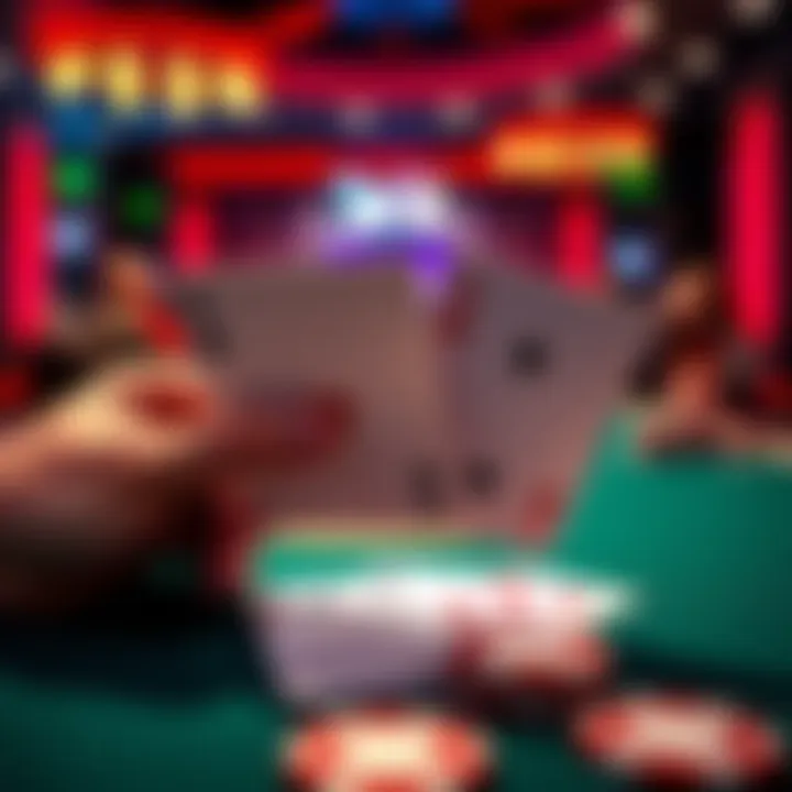 A poker table with cards displaying a flush and a straight hand, illustrating the difference in poker rankings.