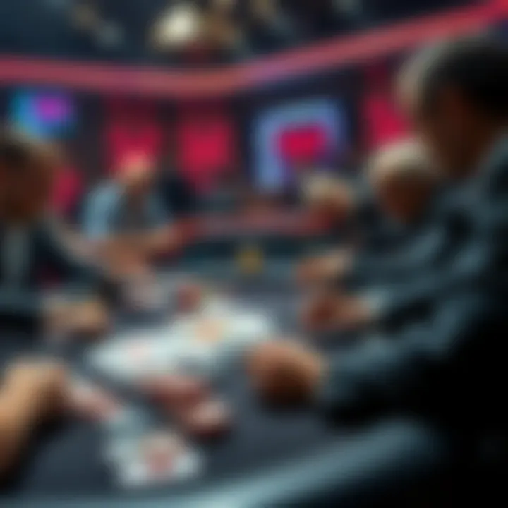 A poker table with cards and chips, showing players in concentration during a thrilling cash game session.
