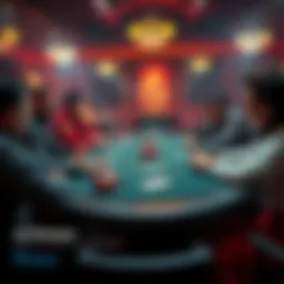 A group of players sitting at a poker table with chips and cards, discussing Pot Limit Omaha poker strategy.