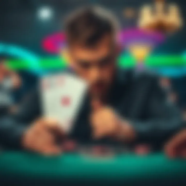 A player contemplating a call with pocket Aces against an all-in bet on a poker table, showing intense focus and decision-making pressure.