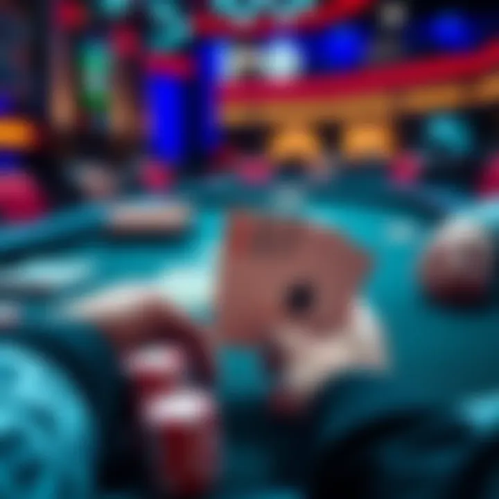 Poker hand with AK in 6max A poker table showing a hand of AK being played in a 6max game with chips and cards visible