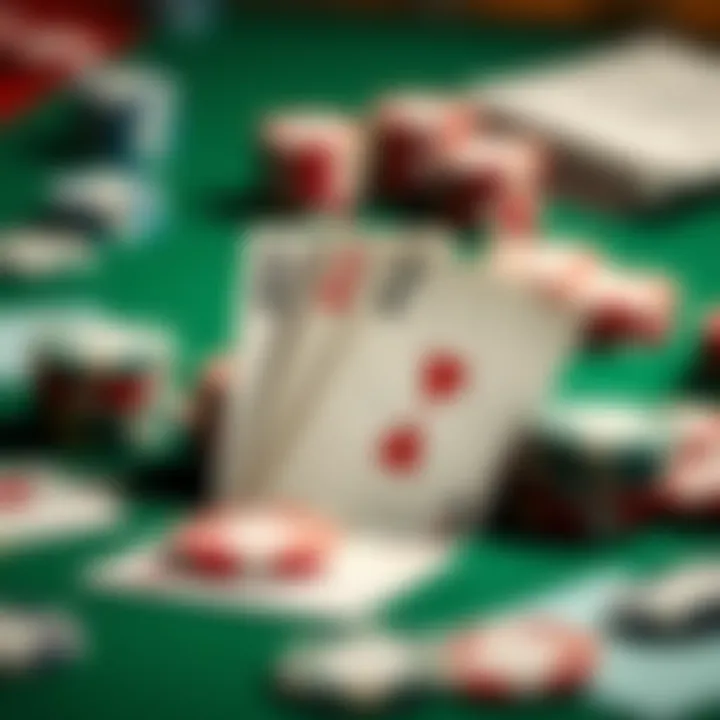 A close-up of an AK poker hand on a green table, surrounded by chips and cards, illustrating its importance in strategy.