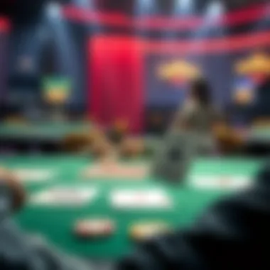 Poker Hand Analysis A poker table with cards AJo and A7clubs visible, showing a player contemplating their next move after the flop.