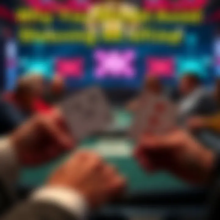 A poker table scene with players showing their hands, emphasizing the tension of an all-in bet with cards displayed, including AK offsuit and a pair of aces.