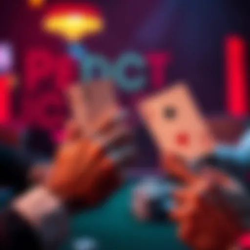 A player revealing a winning hand of a straight while another shows pocket Aces during a high-stakes poker game.