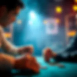 A player contemplating an all-in bet while holding AK against an opponent with QQ in a poker game