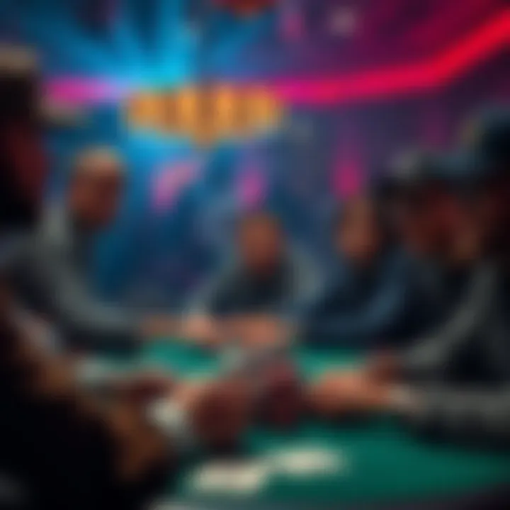 A tense poker game where a player watches as others play with $25 and $50 blinds, showing their expressions of surprise and focus.
