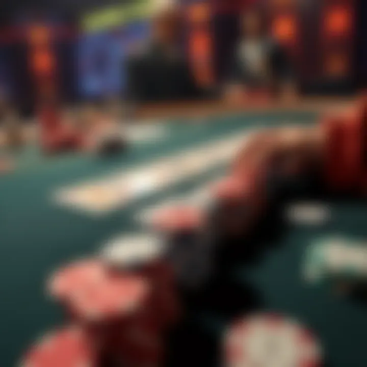 A poker table featuring cards and chips, with names of historical figures like George Washington shown on the waiting list.