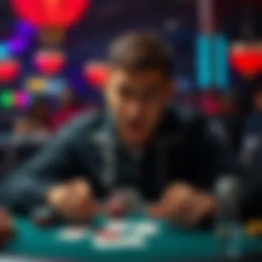 A shocked poker player realizing he misread his hand during a game, sitting at a table with cards in front of him and a disappointed look on his face.