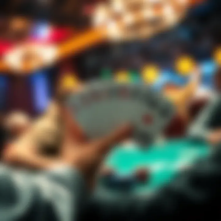 A player celebrating while holding a hand of pocket pairs during a live poker game