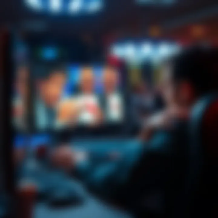 Player at a computer screen showing poker hands with expressions of shock and frustration during a game