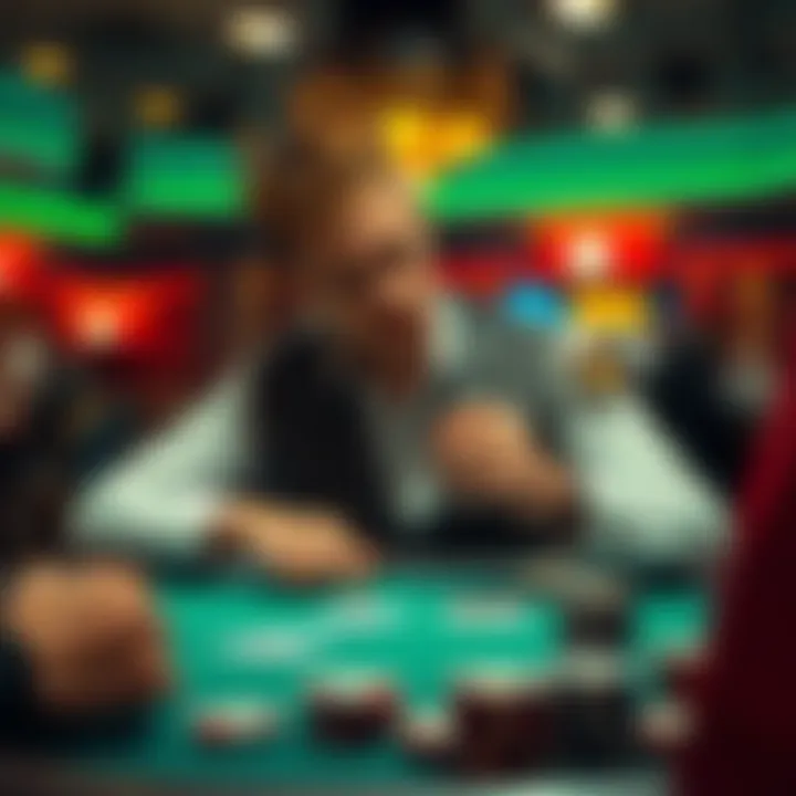 A poker player contemplating an all-in decision with Ace King off-suit at a tournament table.