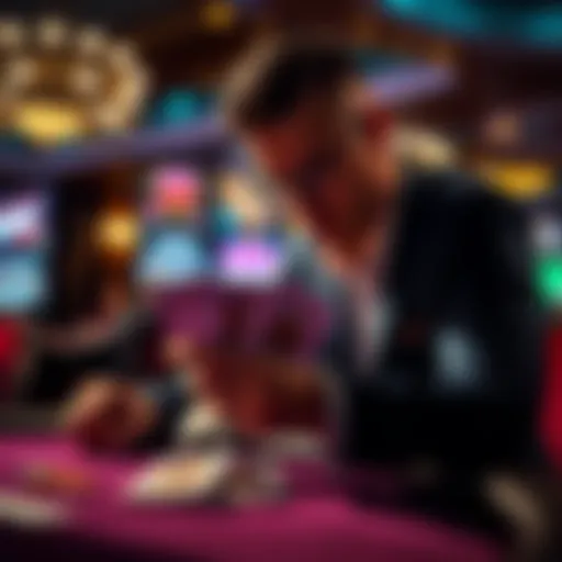 A poker player reflecting on their moves during a hand analysis in a casino setting