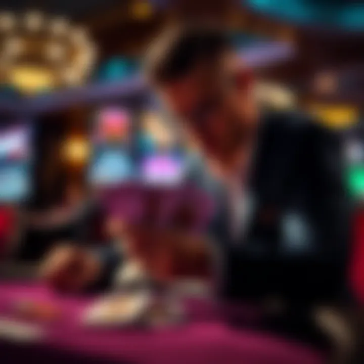 A poker player reflecting on their moves during a hand analysis in a casino setting