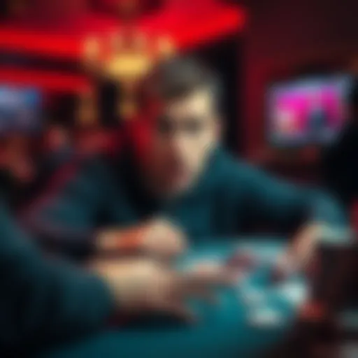 A poker player with a shocked expression at the table, surrounded by poker chips and cards, reflecting on a lost hand despite high odds.