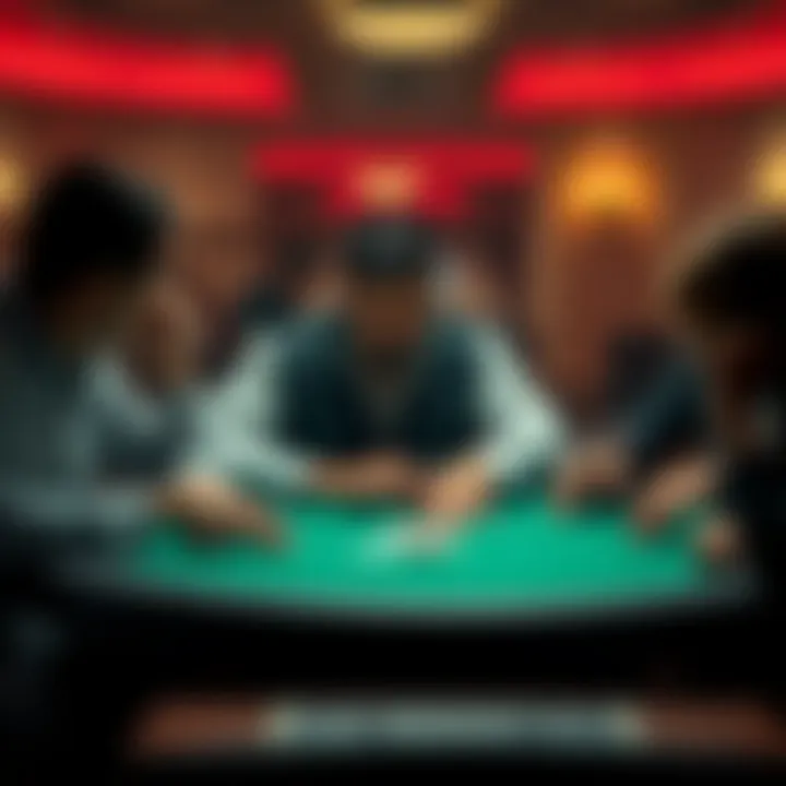 A tense moment at the poker table as a player raises their bet, creating a sense of doubt among other players, showcasing the psychological challenge of trust in the game.