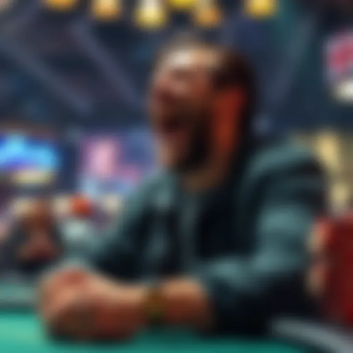 Isildur1 celebrating a big win in an online poker match, showing excitement and triumph.