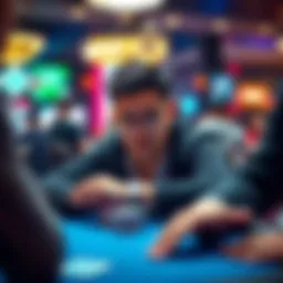 A focused poker player contemplating their next move during a sit and go tournament