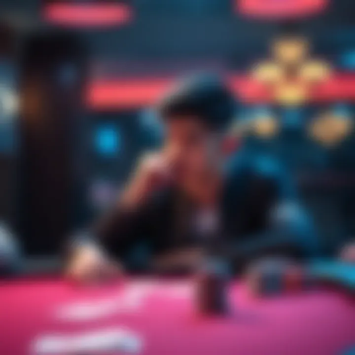 A poker player sits at a table, pondering their next move with AKo in a €5 MTT tournament.