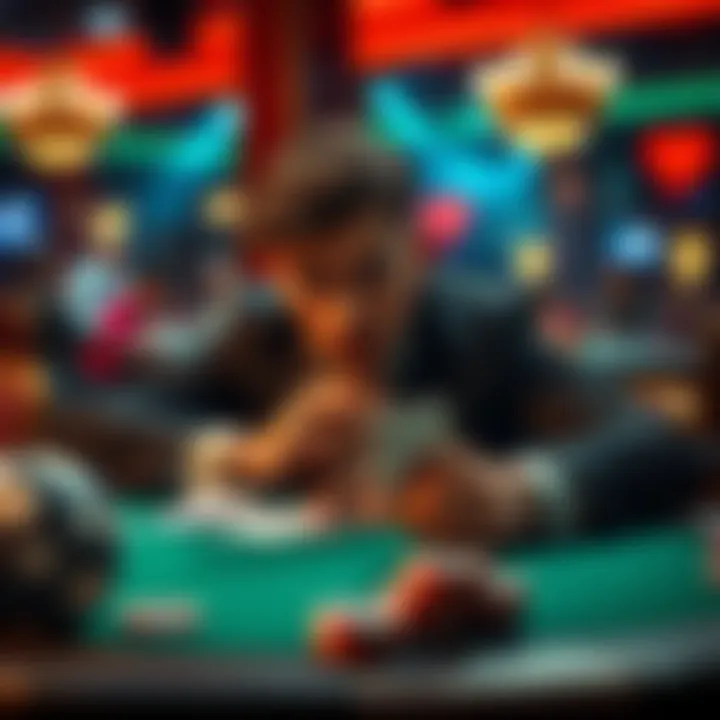 A player contemplating a tough decision at the poker table with cards in hand.