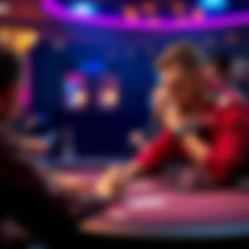 A focused poker player at a 1/3 NLH table considering a tough decision during a game