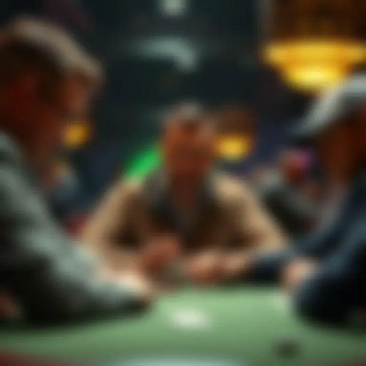 A seasoned poker player carefully watches his opponents at the table, noting their body language and expressions during a game.